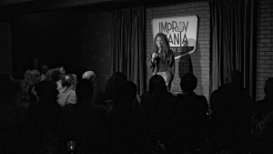 Brittany Hanrahan performing at improvmania fro the filming of The Big Laugh show Season 1